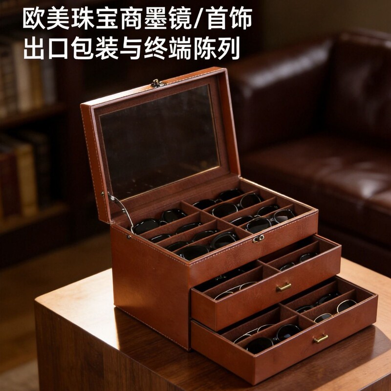 Japanese Imported Mujie Double-Layer Pu Leather Glasses Storage Box Large Capacity 8/12/16/18/24 Slots Display Box Japanese Imported Mujie Double-Layer Pu Leather Glasses Storage Box Large Capacity 8/12/16/18/24 Slots Display Box