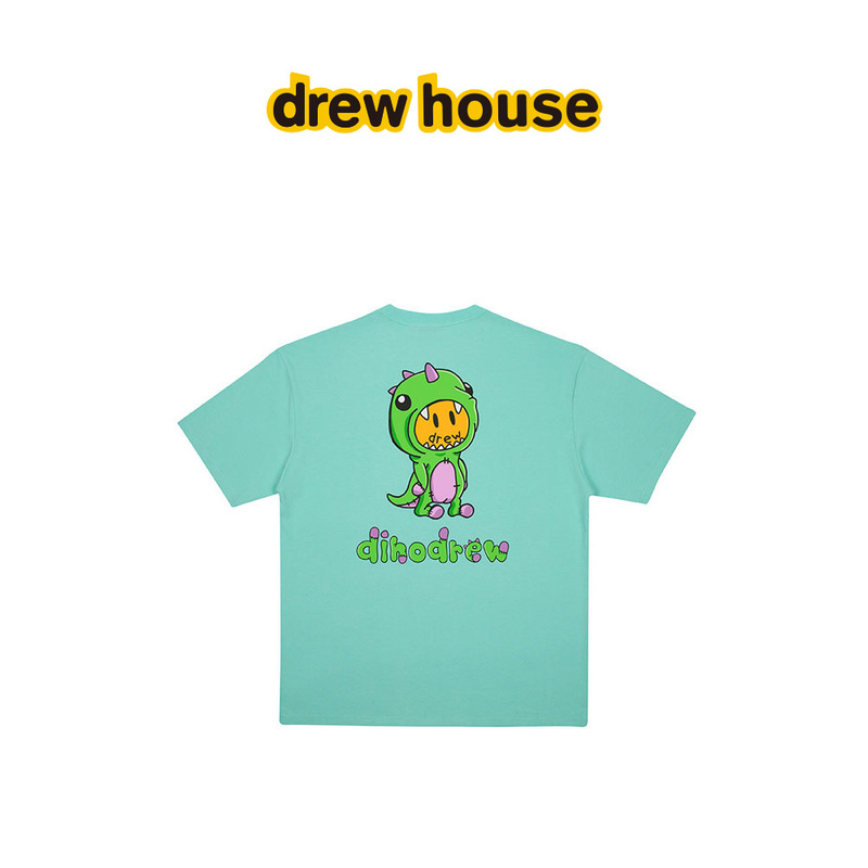 Drew House Dinodrew Dinosaur Pattern on the Back Round Neck Short-Sleeved Loose Casual T-Shirt for Men and Women