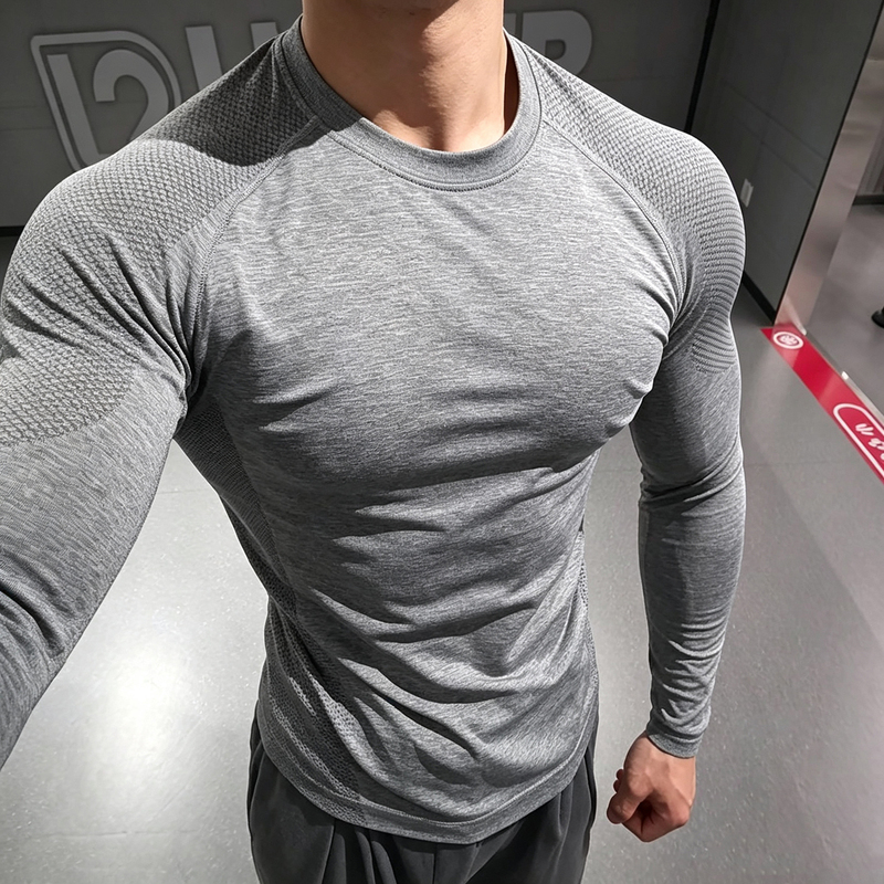 Gym Shark Pattern Elastic and Strong-Looking Training Long-Sleeved T-Shirt for Men, New Autumn Style Breathable Quick-Drying Slim Fitness Top Gym Shark Pattern Elastic and Strong-Looking Training Long-Sleeved T-Shirt for Men, New Autumn Style Breathable Quick-Drying Slim Fitness Top