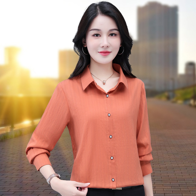 纯棉衬衫女长袖款洋气秋装2026新款休闲中年妈妈衬衣时尚宽松上衣
