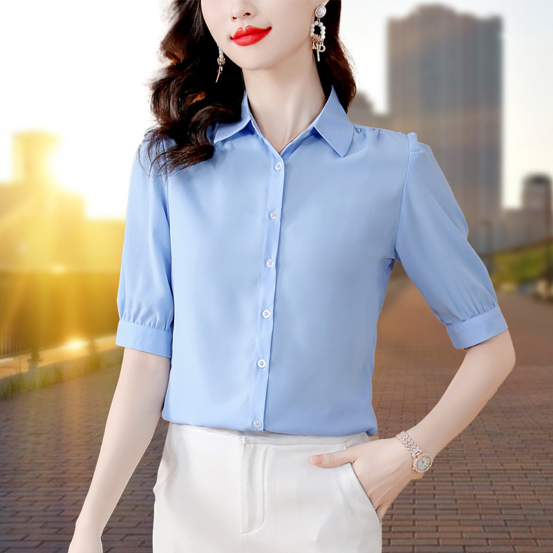 雪纺衬衫女短袖2026夏季新款时尚洋气减龄百搭休闲职业装衬衣上衣