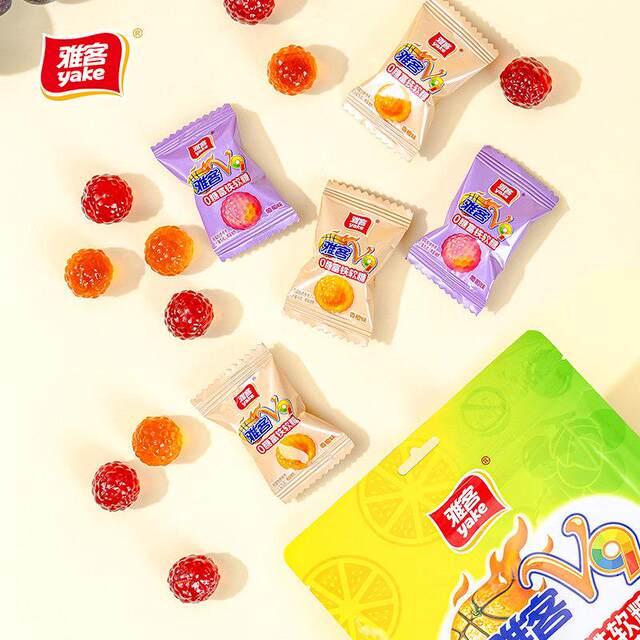 Yake V9 Iron-Rich Gummies 0 Sugar Candy with Bursting Filling Orange Flavor Vitamin C Candy Lactic Acid Bacteria Gummies