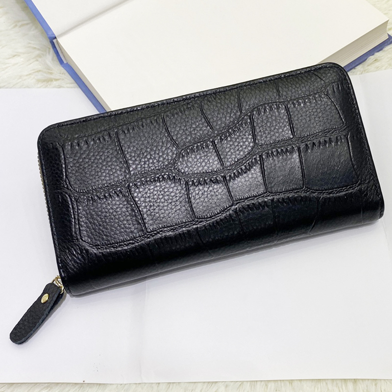 Export Surplus Factory Stock Long Wallet Unisex Genuine Leather Card Holder Genuine Leather Wallet