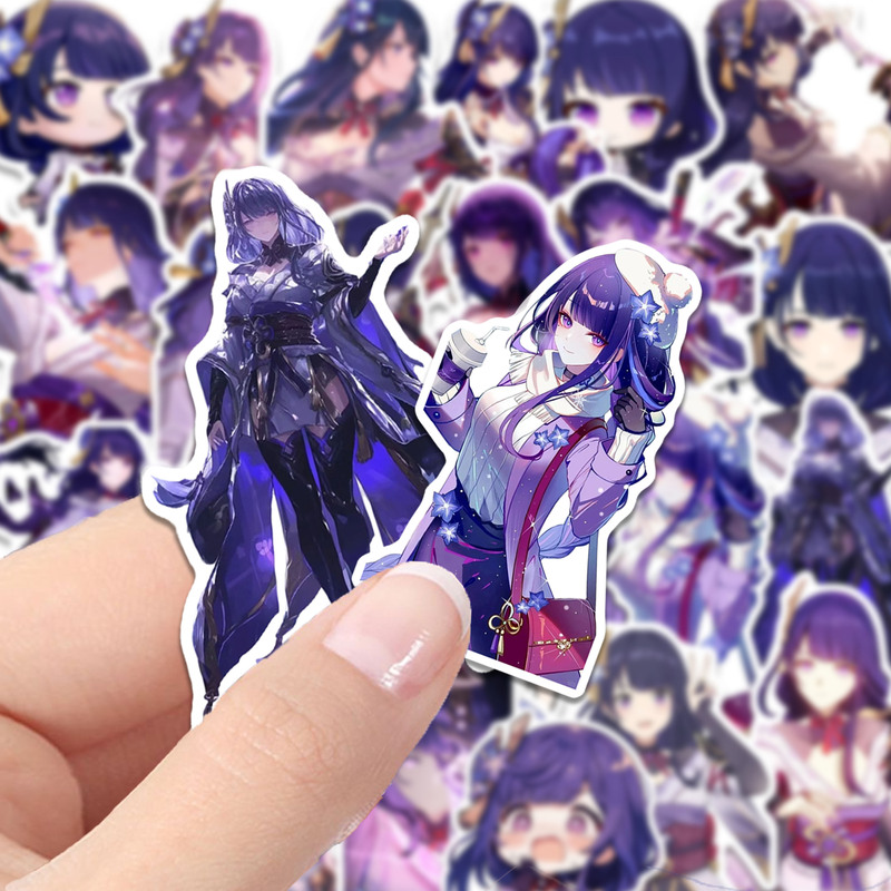 Popular Genshin Impact Raiden Shogun High-Definition Waterproof Stickers for Journal Decoration, Handsome and Good-Looking, ins Phone Case Stickers