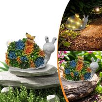 Solar Powered Snails Decorative Statue Waterproof Succulent