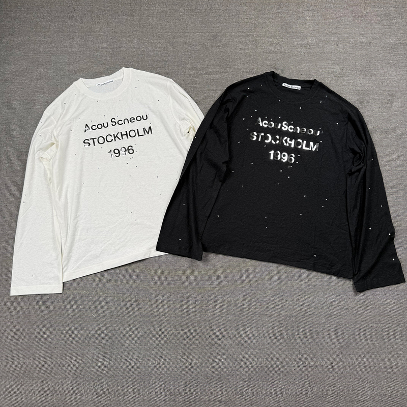 The Strongest Batch! Ac Acou Scenou North American Limited Edition 1996 Sequin Print Cotton and Linen Long-Sleeve T-Shirt for Men and Women