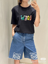 Chun Yuan LW 2024 Early Autumn New Colorful Wool Embroidered Logo Short Sleeve T-shirt for Couples Heavy Style