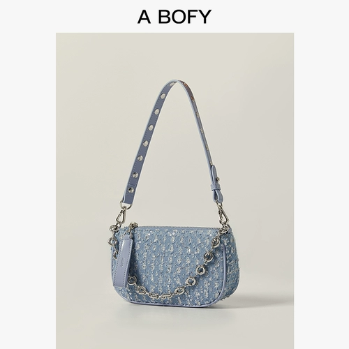 Джинсовые блестки для ногтей, ретро кожаный ремешок для сумки на одно плечо, сумка, 2 карат