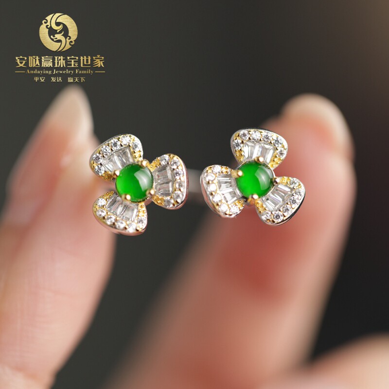 New Chinese style national style fashion design light luxury elegant silver twin flower ring