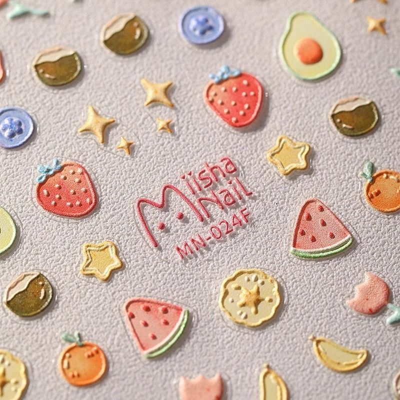 Embossed Graffiti Tropical Fruit 3D Nail Stickers Cute DIY Nail Phone Tablet Decoration Stickers Phone Case