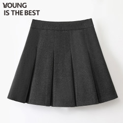 Pleated Skirt for Women 2025 New Autumn High-Waisted A-Line Preppy Style American Retro Versatile Woolen Short Skirt Trendy
