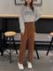 New autumn and winter Maillard style high-waist wool harem pants for women simple loose casual straight-leg warm feet pants