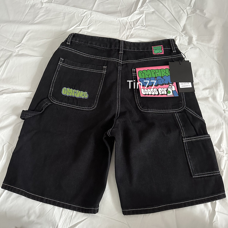 Empyre American Retro Embroidered Multi-Pocket Workwear Style Denim Skateboard Shorts Hip-Hop Street Shorts Knee-Length Shorts