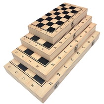 Factory direct sales three-in-one wooden chess solid wood set foldable portable competitive educational toys
