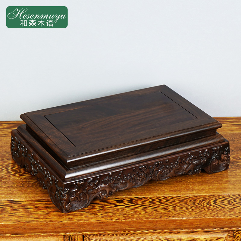 Solid Wood Rectangular Base Chaeity God Guan Public Cushion High Seat Guanyin Buddha Statue Bonsai Fish Tank Swing Piece Bearing Wood Bay-Taobao