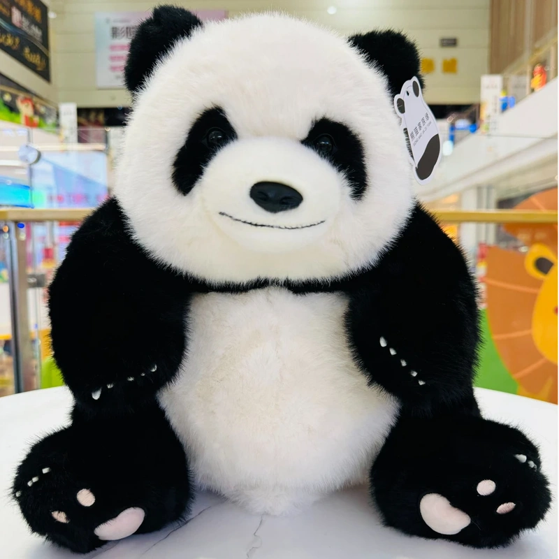 Authentic Faux Mink Fur Giant Panda Plush Toy Sitting Position Panda Base Model Doll Birthday Gift 35cm High Authentic Faux Mink Fur Giant Panda Plush Toy Sitting Position Panda Base Model Doll Birthday Gift 35cm High