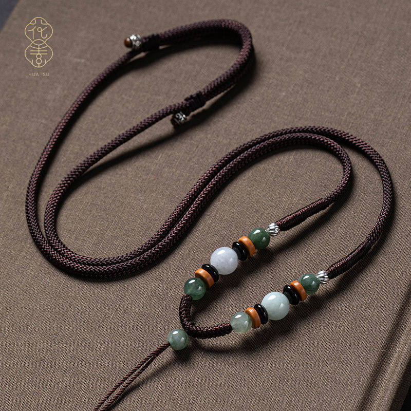 Flavin upscale emerald pendant rope hanging neck rope jade rope hanging rope male and female neckrope adjustable