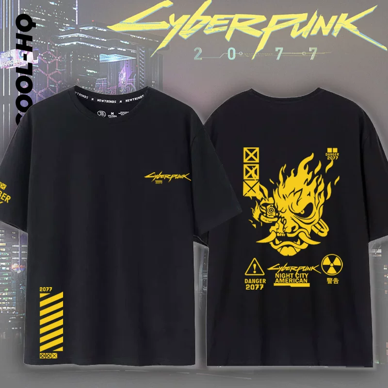 Киберпанк-крайний шагай Cyberpunk2077 совместимый периферийный чистый хлопок футболка с короткими рукавами свободного кроя летом мужская одежда