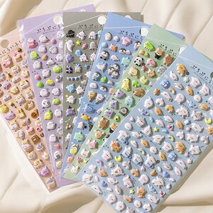 3D Stickers Cute Cartoon Foam Animal Bubble Stickers Planner 3D Phone Case Ccd Decorative Stickers