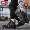 Warrior Men's Shoes 2025 Winter New Style Fleece-Lined Thick-Soled Black Air Cushion Shock-Absorbing Sports Casual Dad Shoes Trendy Cotton Shoes