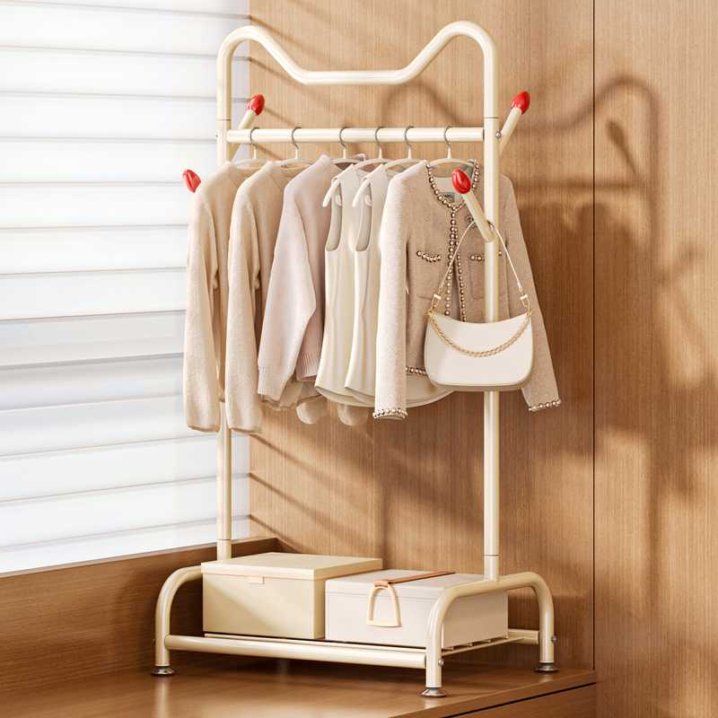 Bedroom Bay Window Clothes Rack, Small Floor-Standing Specialized Hanger Rack for Storing Clothes and Hats on the Bay Window