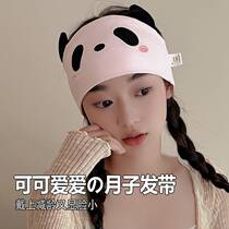 Special pure cotton for spring and summer cute panda confinement headband maternity headscarf fashionable confinement hat thin postpartum windproof