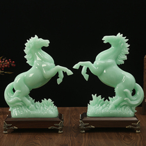 Jade Horse to Success Lucky Horse Decoration Pair of Boss Office Desktop Decorations Company Opening Gift