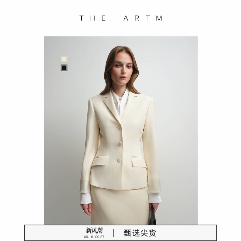 【Intelligent Wardrobe】The Artm Mercerized Wool Waist-Tailored Blazer for Women, New White Suit for Autumn 【Intelligent Wardrobe】The Artm Mercerized Wool Waist-Tailored Blazer for Women, New White Suit for Autumn