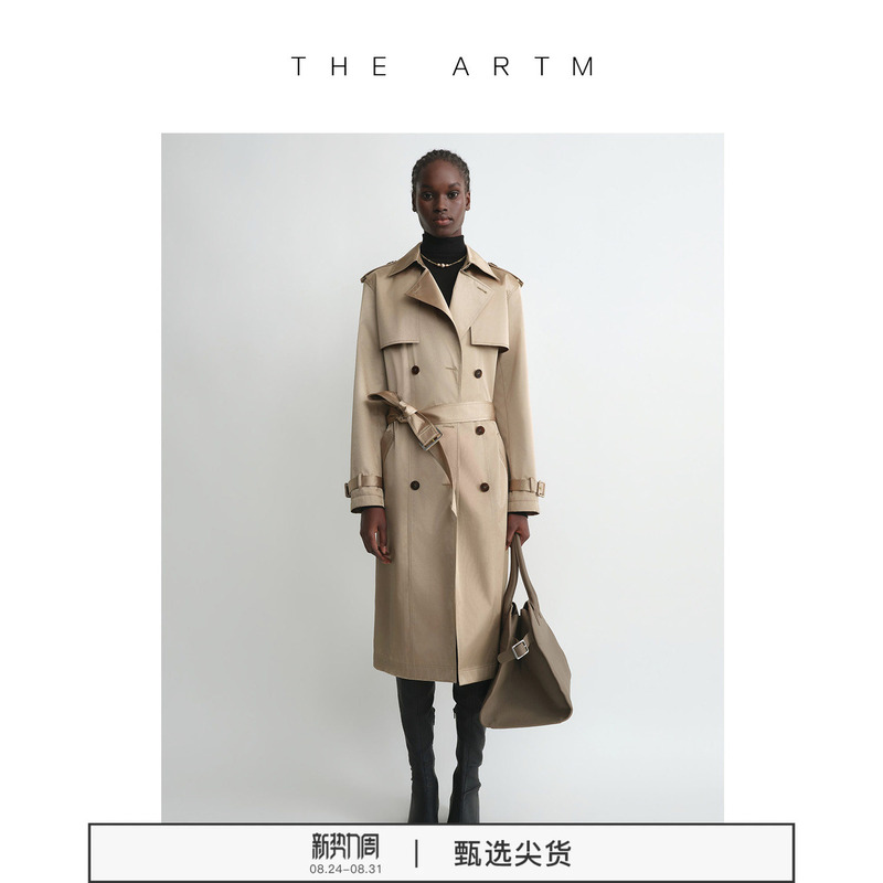 【Intelligent Wardrobe】The Artm Silk Khaki Slim Fit Trench Coat Women's New Waist-Cinching Autumn Coat 【Intelligent Wardrobe】The Artm Silk Khaki Slim Fit Trench Coat Women's New Waist-Cinching Autumn Coat