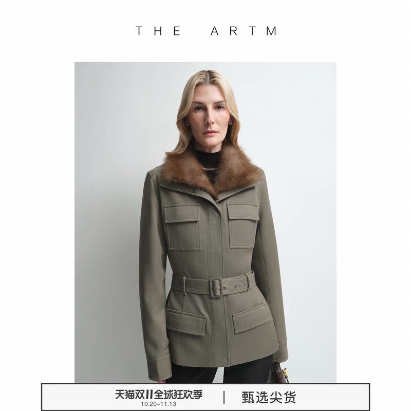 [Detachable Fox Fur Collar] the Artm95 Goose down Hunting-Style Waist-Cinching Parka Autumn and Winter Coat for Women New Model