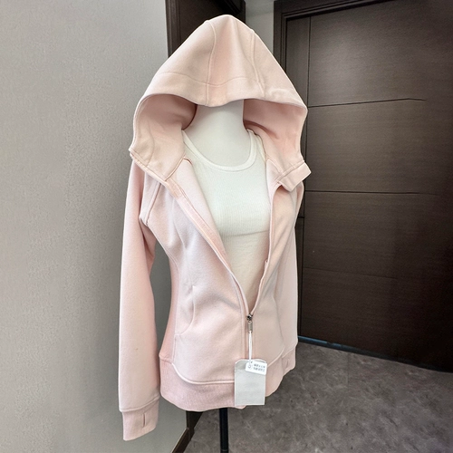 Демисезонная розовая осенняя куртка, приталенный корсет, толстовка с капюшоном, кардиган для йоги, облегающий крой