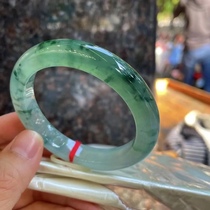 Ice type floating green flower full circle jade bracelet natural Burmese A-grade white background green imperial concubine jade bracelet jade bracelet