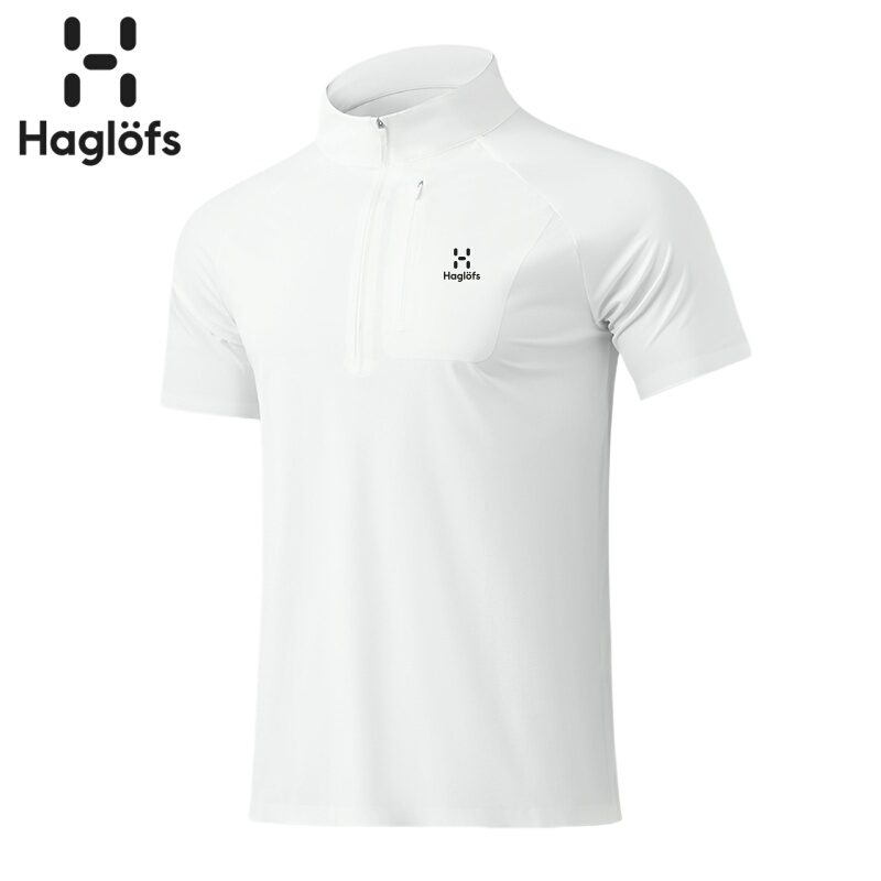 Haglofs Matchstick Short-Sleeved T-Shirt Men's Summer Ice Silk Breathable Stand-Up Collar Half-Zip Quick-Drying Sports Polo Shirt