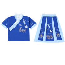 Boy Summer Hanfu Baby Gutsuit China Wind Suit Girl Foreign Air Tang Dress Kindergarten Country School Uniform Performance Suit