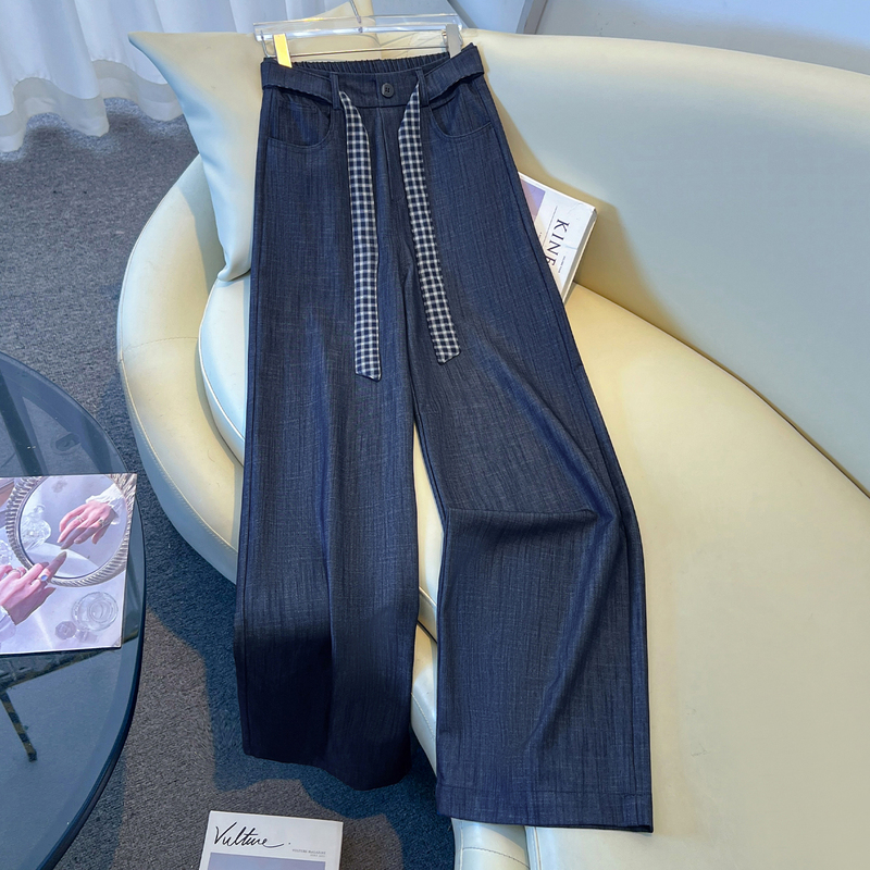 Navy Blue Wide-Leg Pants for Women, Autumn 2026 New Style, This Year's Popular Hot Item, High-Fashion Style, Drapey Straight-Leg Pants
