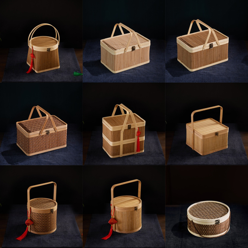 Portable Bamboo Basket for Dragon Boat Festival Zongzi, Pastries, Specialty Items, New Year Goods, Cured Meat, Sausages, High-End Bamboo-Woven Gift Box, Outer Packaging Gift Box Portable Bamboo Basket for Dragon Boat Festival Zongzi, Pastries, Specialty Items, New Year Goods, Cured Meat, Sausages, High-End Bamboo-Woven Gift Box, Outer Packaging Gift Box