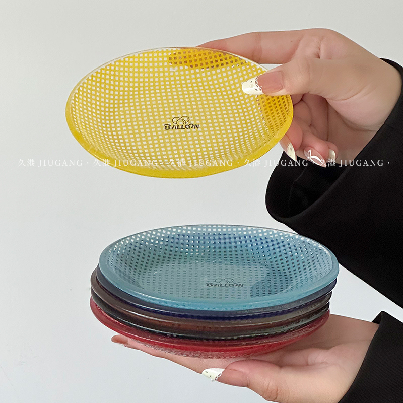 Korean-Style ins Dopamine Colored Glass Plate, Exquisite Oval Plate, Dipping Plate, Snack Plate, Dessert Plate Korean-Style ins Dopamine Colored Glass Plate, Exquisite Oval Plate, Dipping Plate, Snack Plate, Dessert Plate