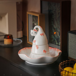 Cute Kt Cat Ceramic Fruit Plate for Home Use, Creative Living Room Decoration, High Aesthetic Value Plate, Cute Dumpling Plate Set