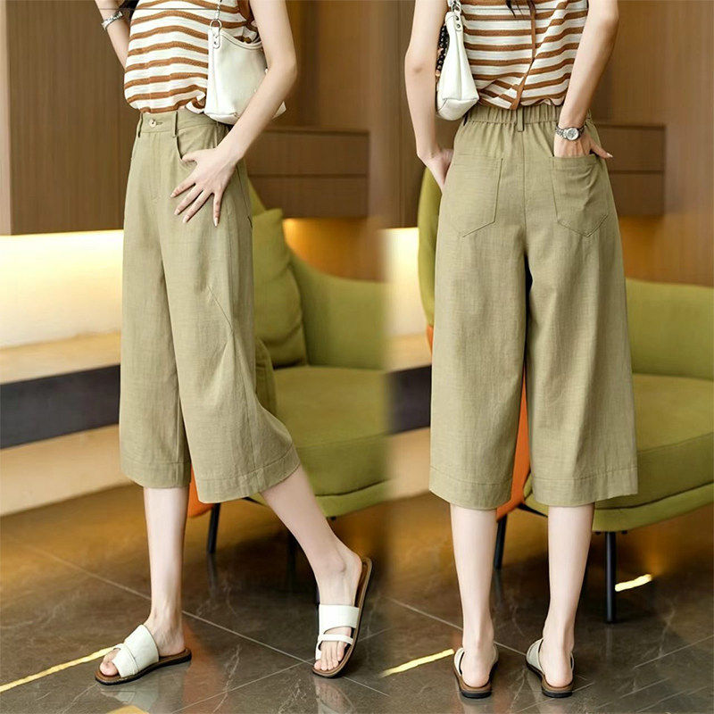 Tencel Linen Capri Pants for Women, Summer Thin Style 2026 New High-Waisted Loose Wide-Leg Pants for Petite Casual Mid-Length Pants Tencel Linen Capri Pants for Women, Summer Thin Style 2026 New High-Waisted Loose Wide-Leg Pants for Petite Casual Mid-Length Pants