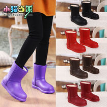 Velvet snow boots non-slip warm waterproof rain boots students Korean style boots EVA all-in-one shoes kitchen laundry work shoes