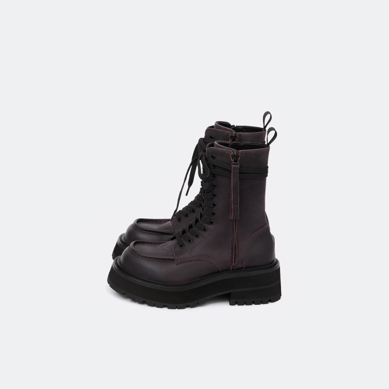 Sonder Plan Thick-Soled Martin Boots, Distressed 5.5cm Thick-Soled Martin Boots, Narrow Shaft, Full Cowhide, Height-Increasing Work Boots Sonder Plan Thick-Soled Martin Boots, Distressed 5.5cm Thick-Soled Martin Boots, Narrow Shaft, Full Cowhide, Height-Increasing Work Boots