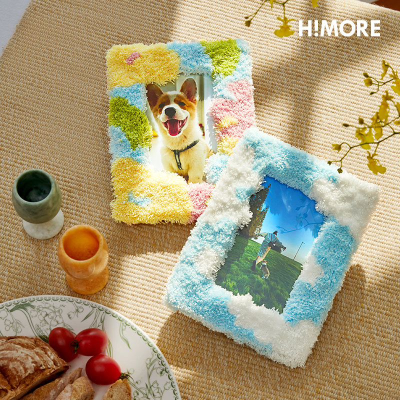 Himore Garden and Sky Tufted Photo Frame Tufted Material 6inch Photo Frame Creative Home Decoration Display Stand
