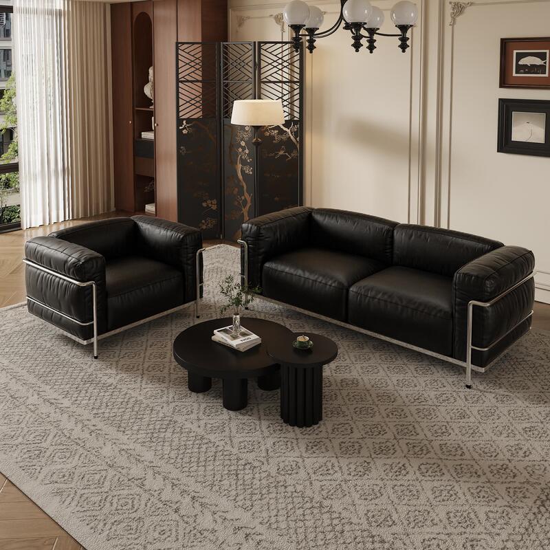 Vintage Lc3 Le Corbusier Sofa for Living Room and Bedroom, Minimalist Black Leather Art, Double, Bauhaus Hotel Lounge Area Vintage Lc3 Le Corbusier Sofa for Living Room and Bedroom, Minimalist Black Leather Art, Double, Bauhaus Hotel Lounge Area
