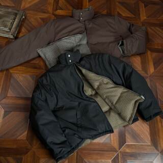 Oclin harrington-daunenjacke mit hahnentrittmuster, wendbar, kurz, breit, mehrfach geformt, wasserabweisend, gebürstetes gefühl, 90 weiße entendaunen