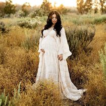 Maternity Gown For Photo Shoot Pleated Chiffon Tulle Ruffles