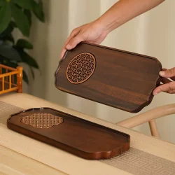 Walnut Wood Dry Brewing Tray, High-End Tea Tray, Solid Wood Household Light Luxury New Chinese Style Small Dry Brewing Platform, Tea Tray, Small Tea Table