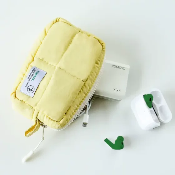Multifunctional Cosmetic Storage Bag, Travel Portable Coin Purse, Small Power Bank, Data Cable Bag, Thickened and Anti-Collision