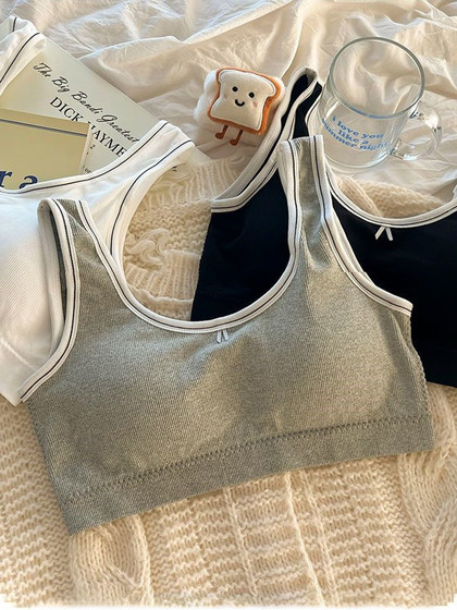 少女内衣新款发育期初中学生一体式防震背心固定无钢圈运动文胸