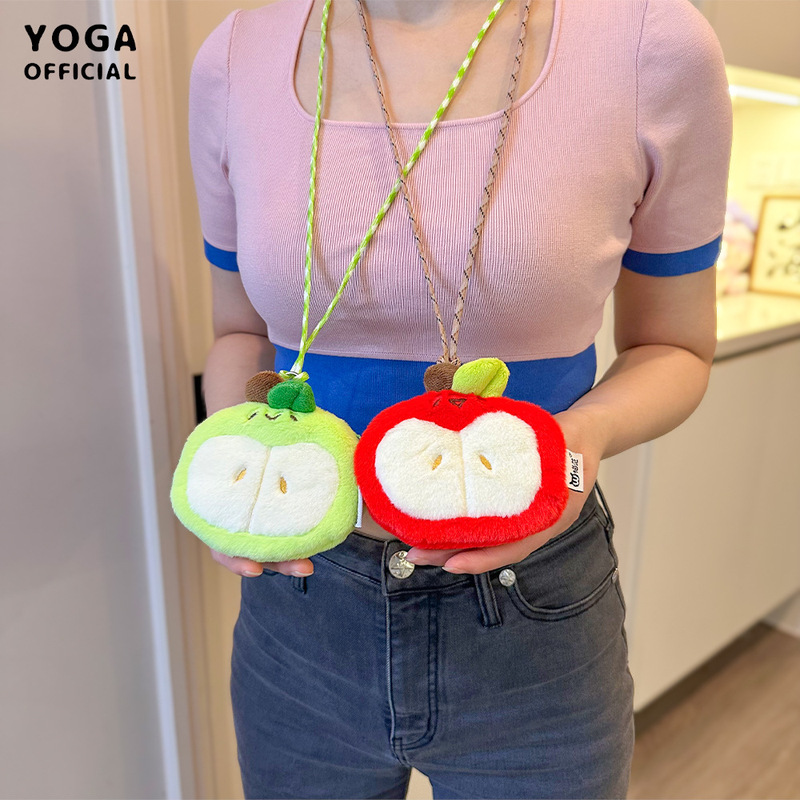 Authentic Original Apple Core Plush Neck Wallet, Cute and Quirky Cartoon Doll, Earphone Storage Bag, Gift, Adorable