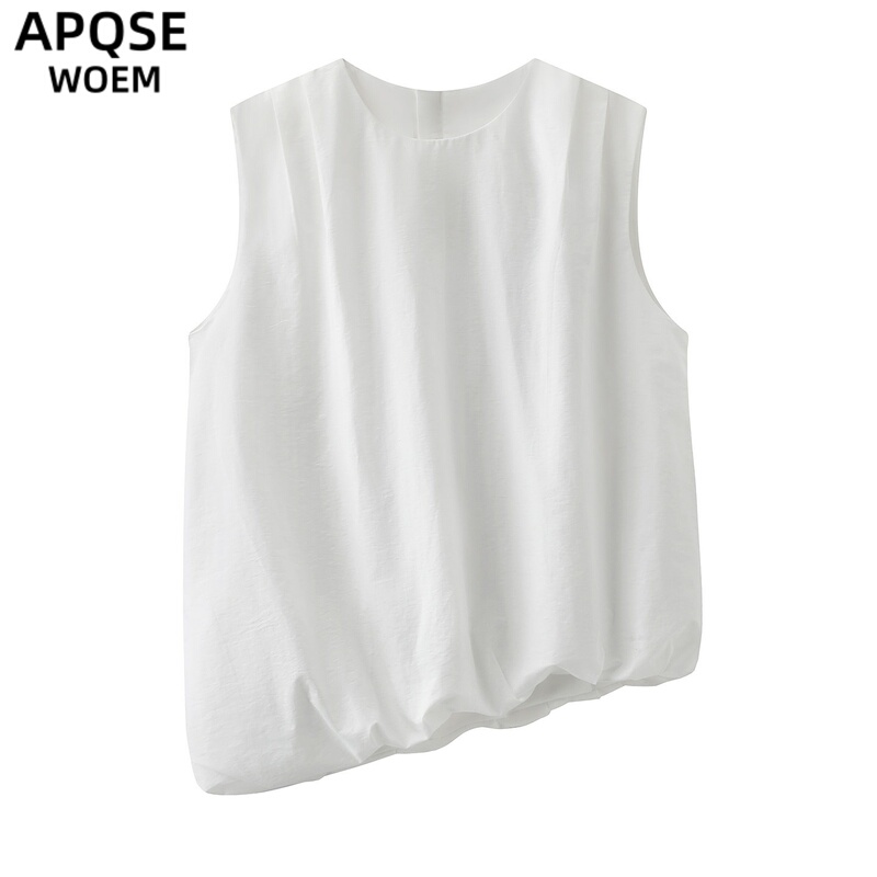 Ainuosi Wangjing 2026 Summer New Style Sleeveless Vest for Women, Round Neck Irregular Vest, Age-Reducing Top 2162